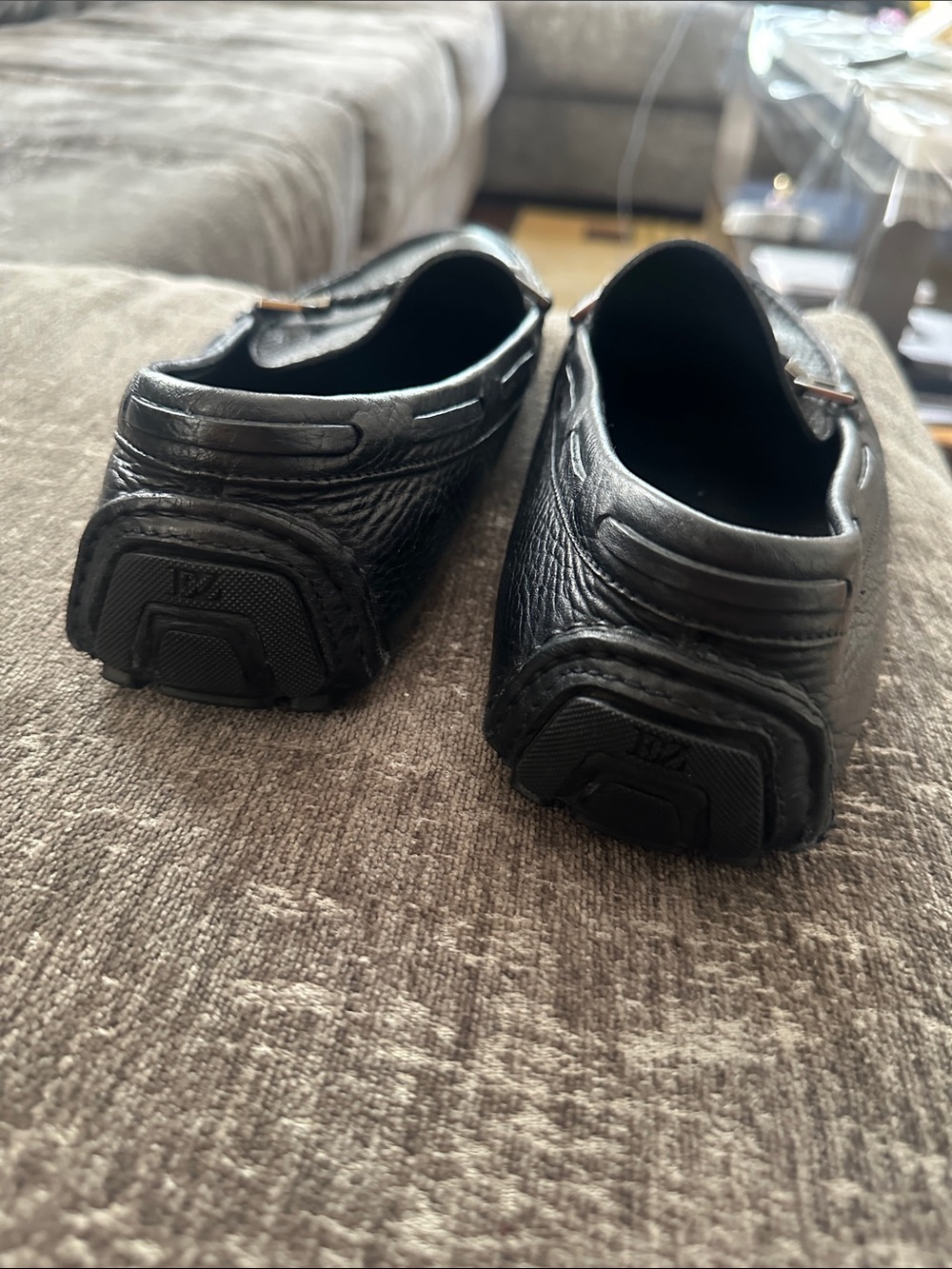 Ermenegildo Zegna Black Pebbled Leather Slip-On Loafers Drivers - Picture 4 of 4